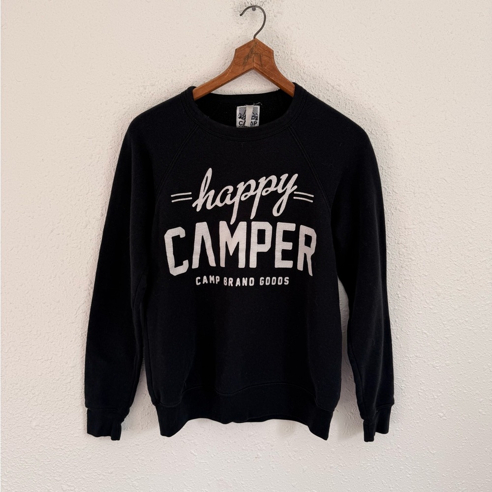 Camp Brand Goods Happy Camper black crewneck sweatshirt pullover S
